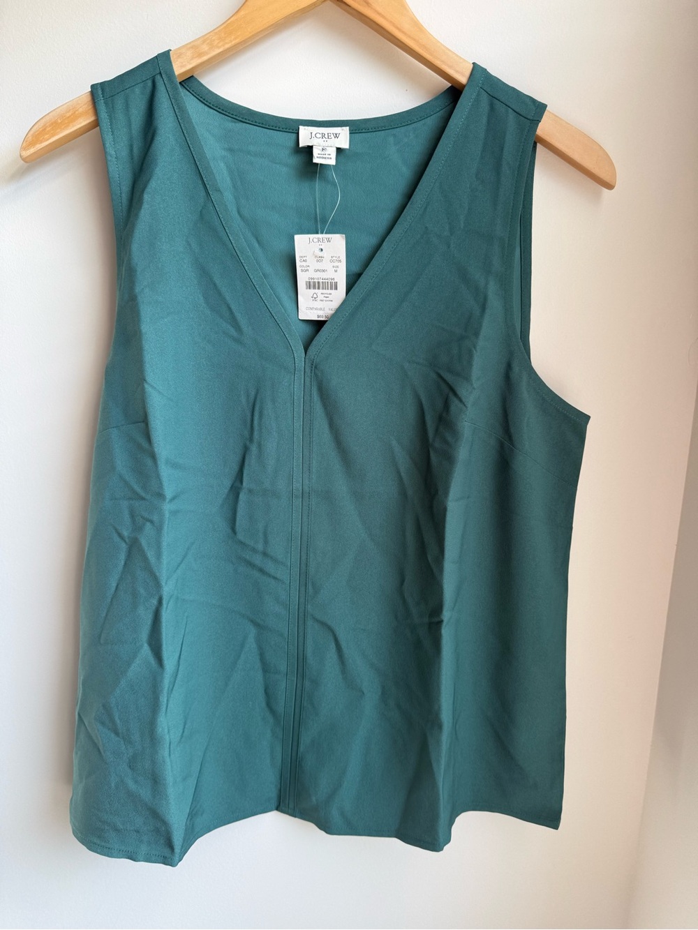 J. Crew Teal V-Neck Sleeveless Shell